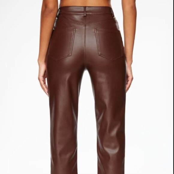 Gisele Straight Leg Faux Leather Pants in Brown French Roast - Picture 3 of 4